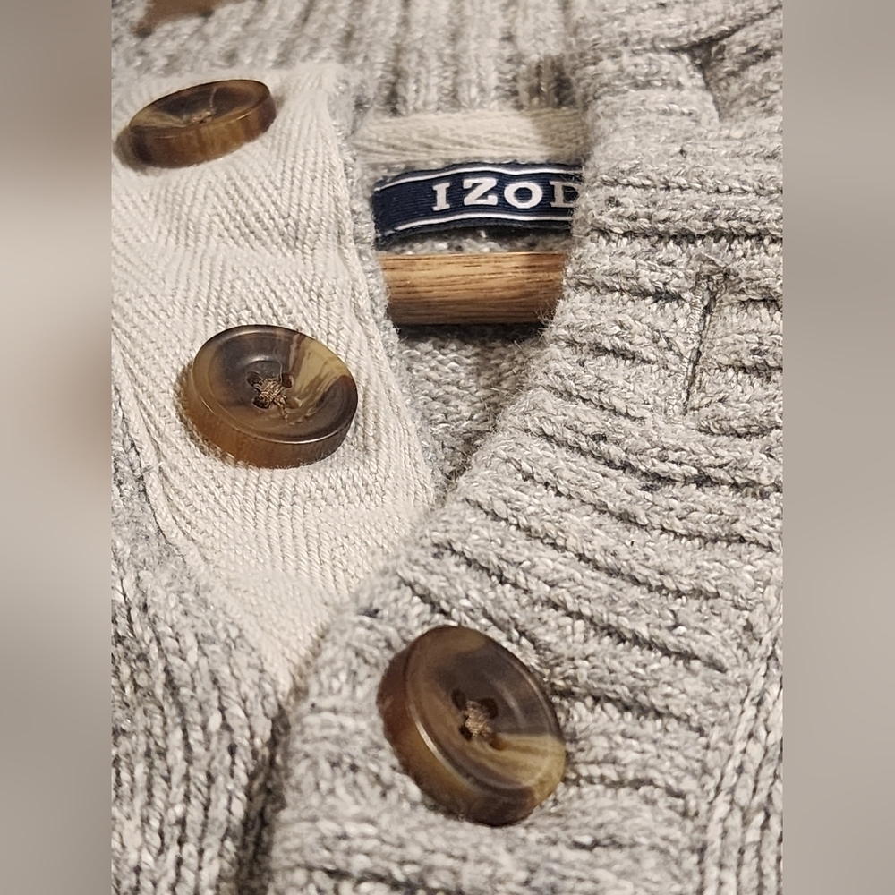 IZOD Men's Speckled MOCK NECK Sweater Size XL Long Sleeve GRAY - Picture 4 of 13